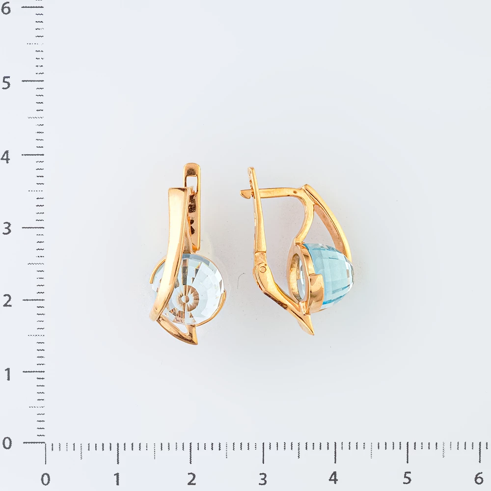 Серьги с топазом из красного золота 585 пробы