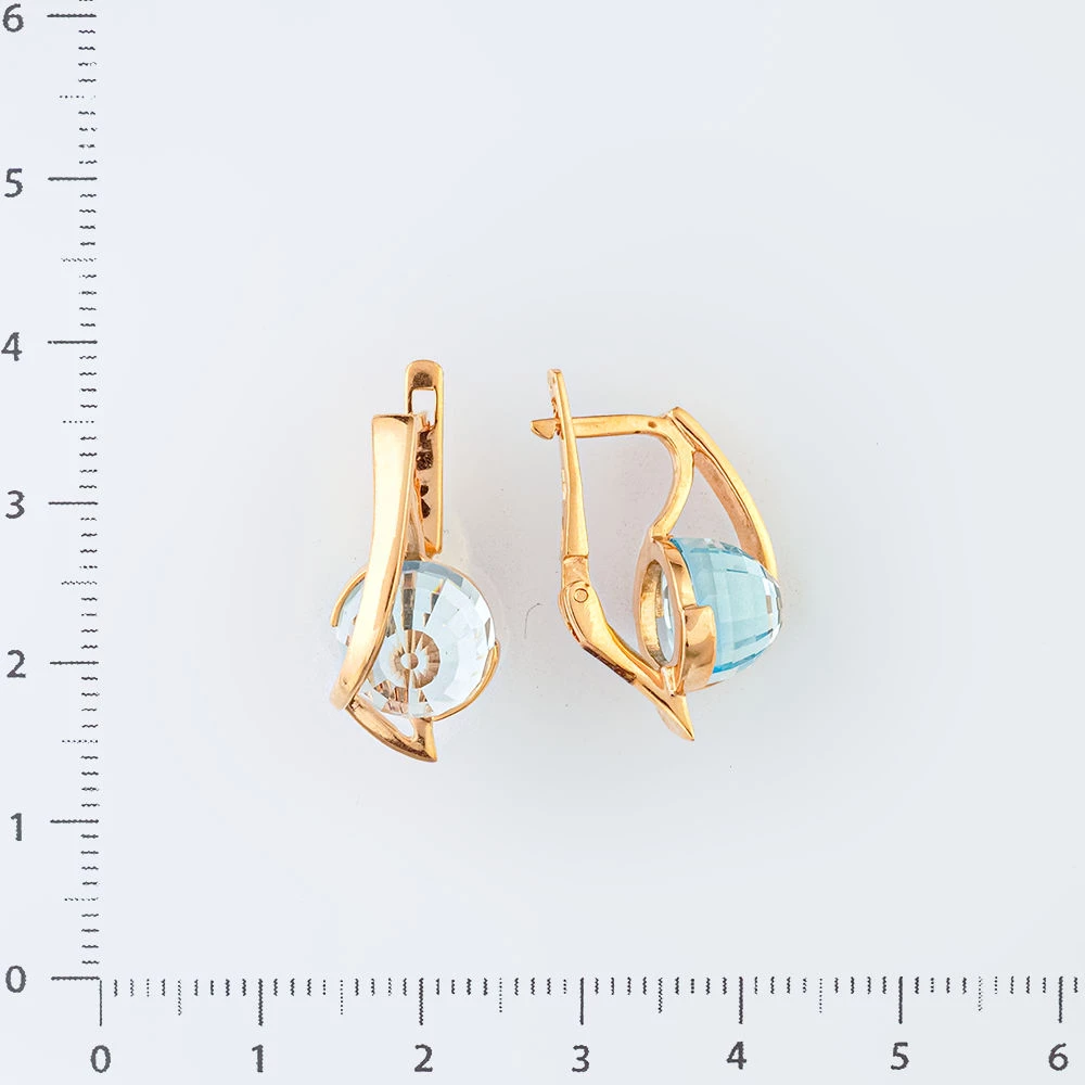 Серьги с топазом из красного золота 585 пробы