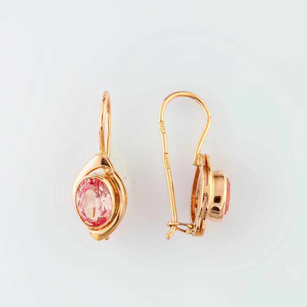 Серьги с фианитом из красного золота 583 пробы