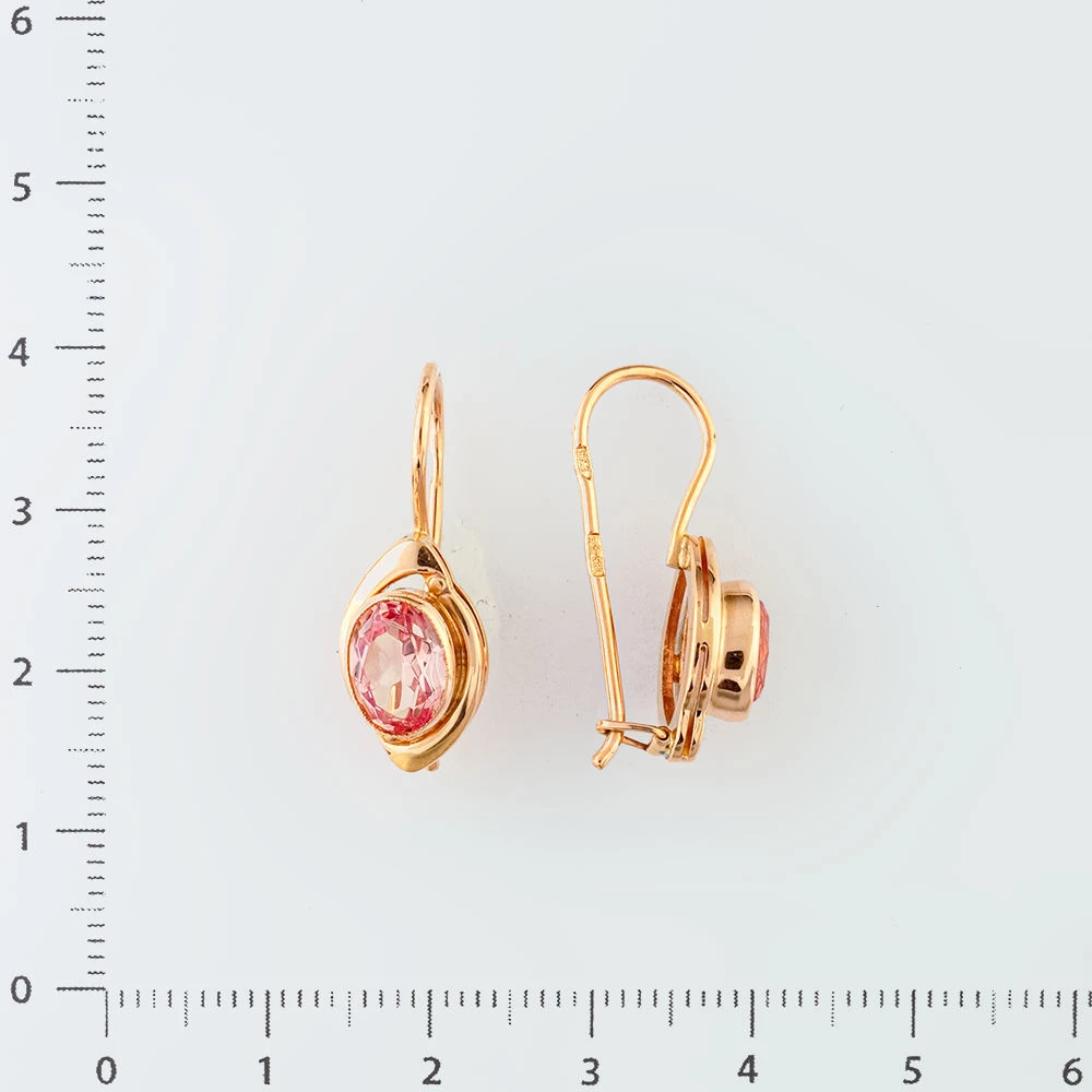 Серьги с фианитом из красного золота 583 пробы