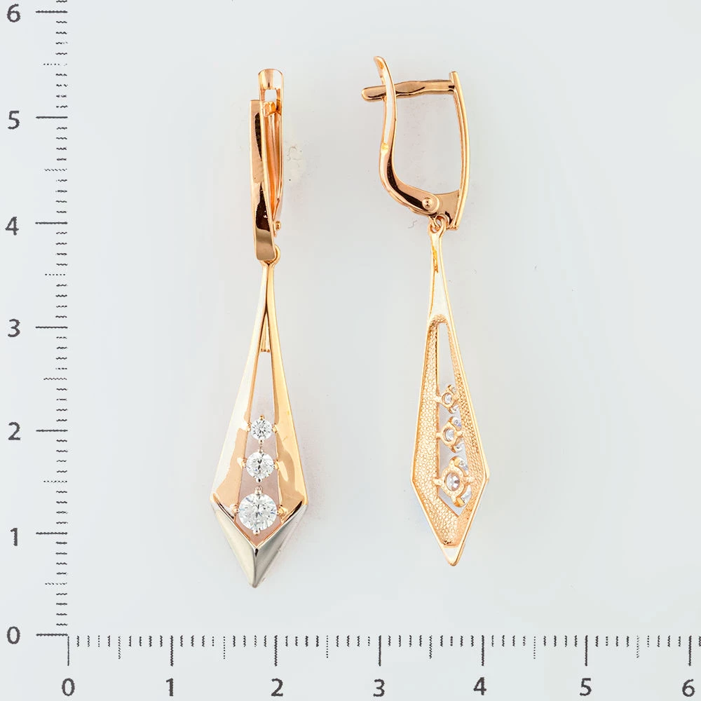 Серьги с фианитом из красного золота 585 пробы 2