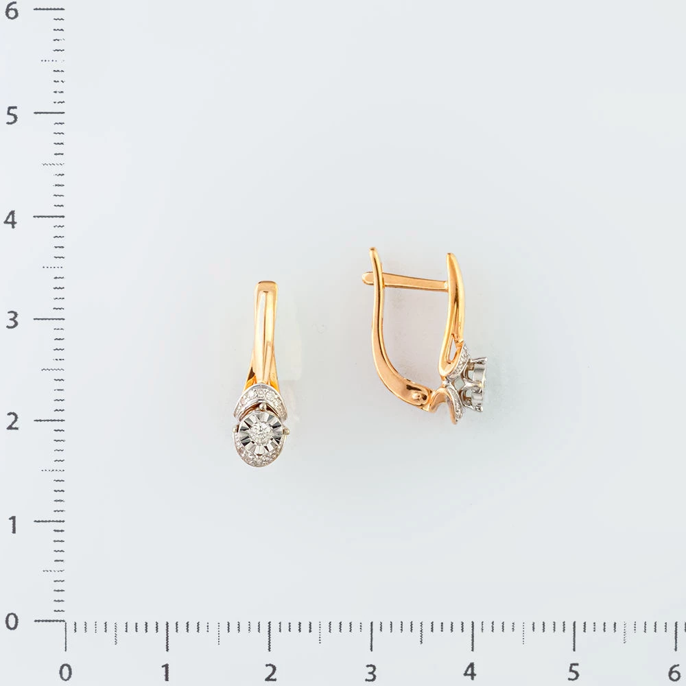 Серьги с бриллиантом из красного золота 585 пробы