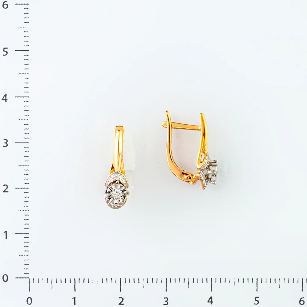 Серьги с бриллиантом из красного золота 585 пробы