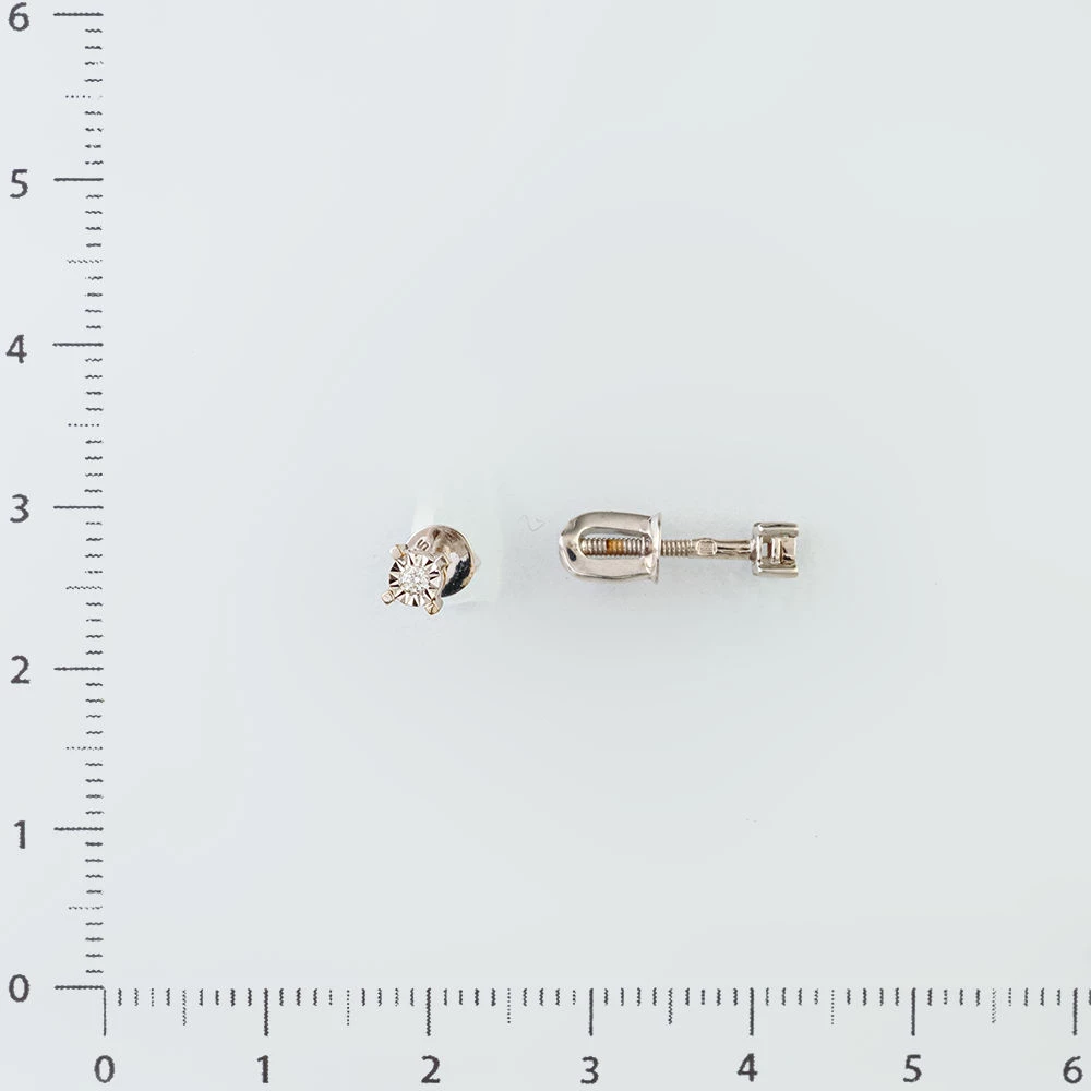 Серьги с бриллиантом из белого золота 585 пробы