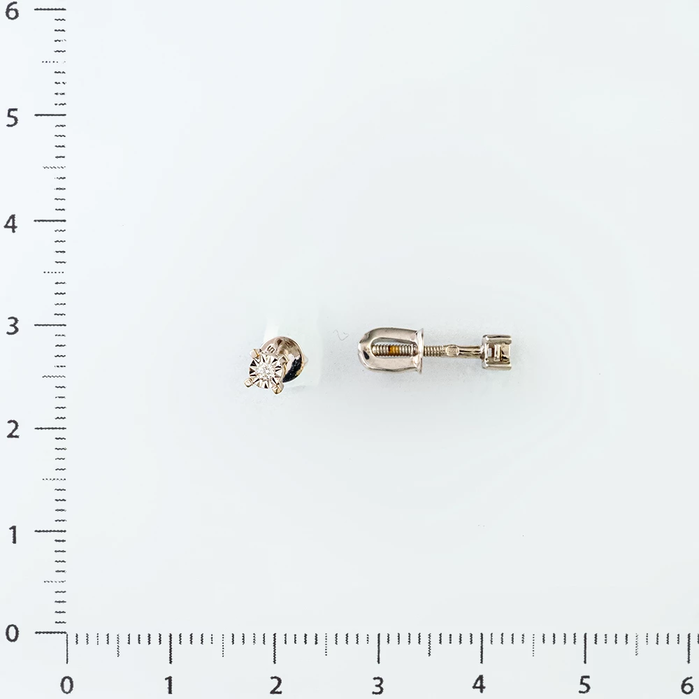 Серьги с бриллиантом из белого золота 585 пробы