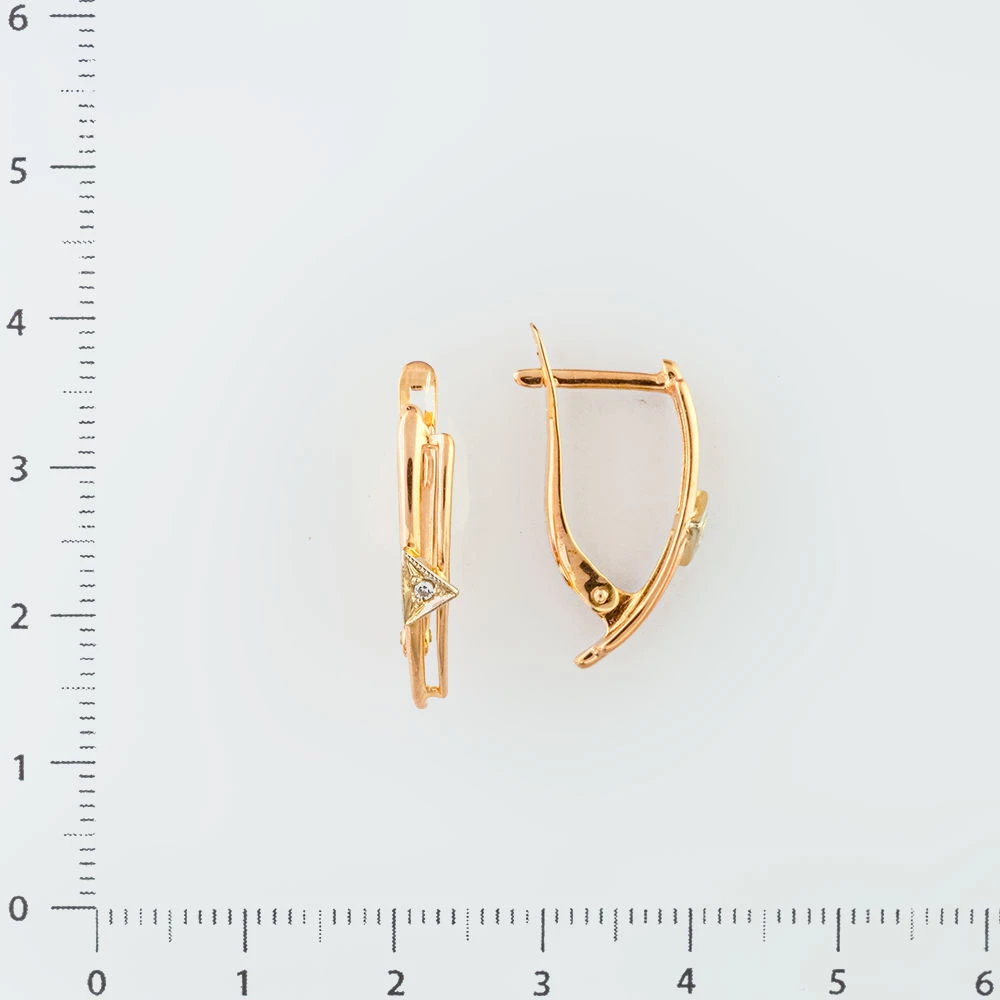 Серьги с фианитом из красного золота 585 пробы