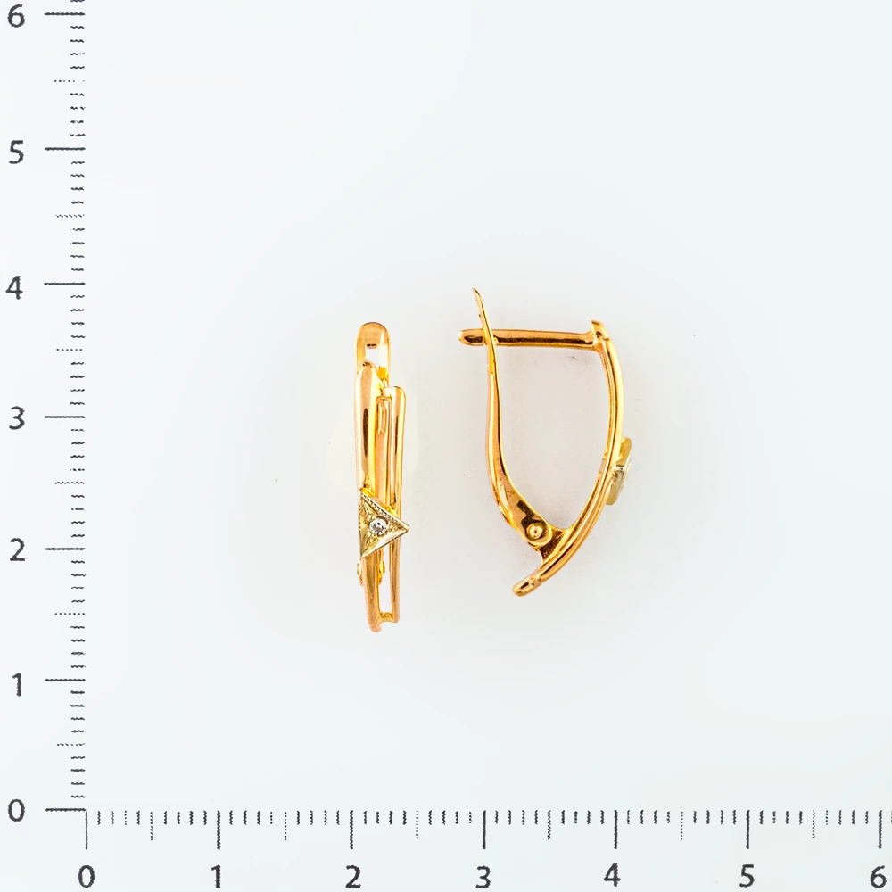 Серьги с фианитом из красного золота 585 пробы
