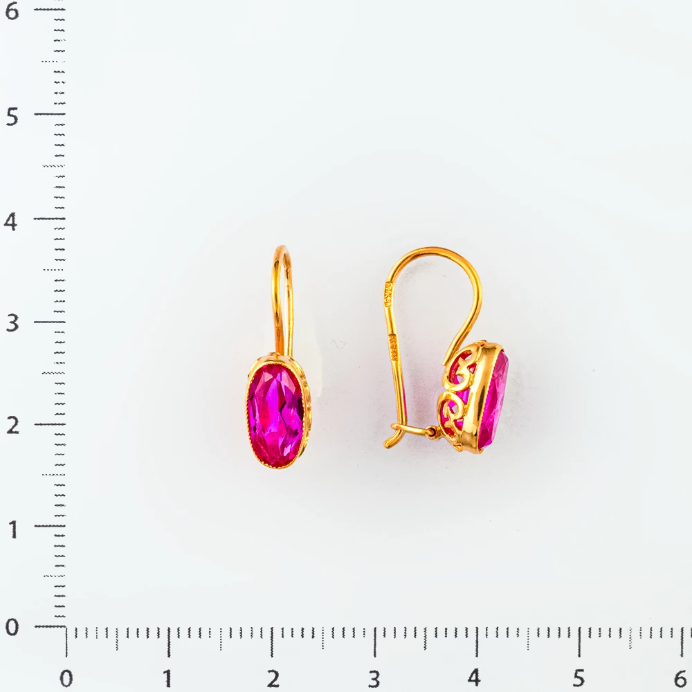 Серьги с фианитом из красного золота 583 пробы