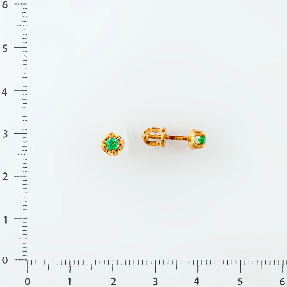 Серьги с изумрудом из красного золота 585 пробы