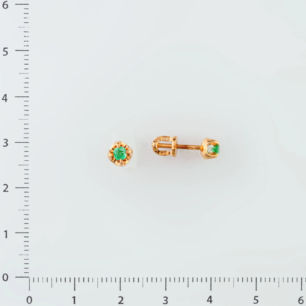 Серьги с изумрудом из красного золота 585 пробы