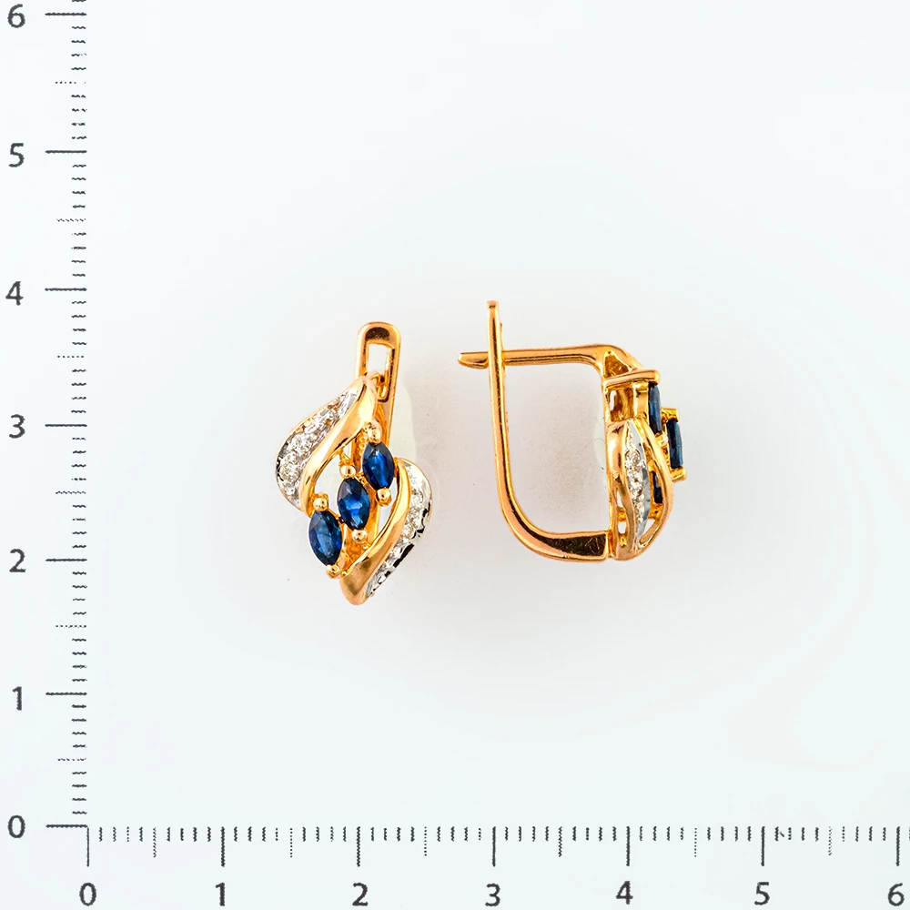 Серьги с сапфиром из красного золота 585 пробы