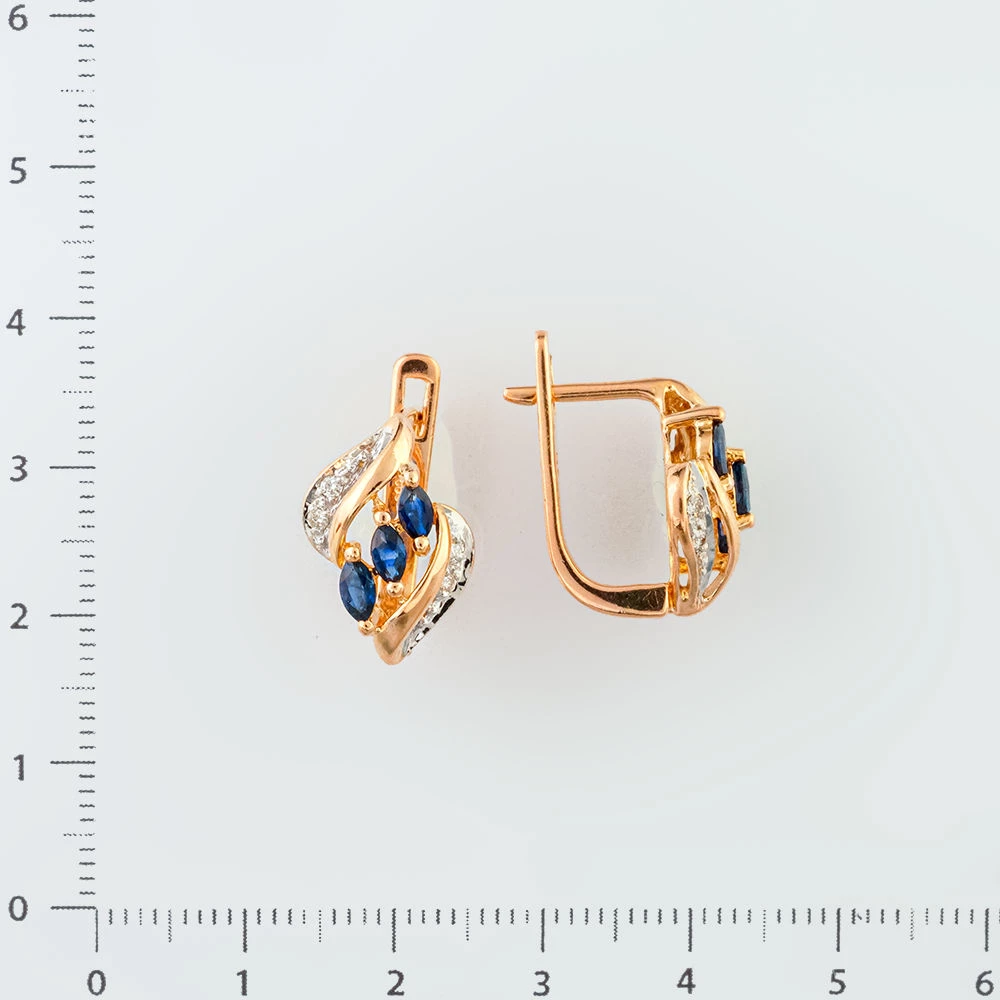 Серьги с сапфиром из красного золота 585 пробы