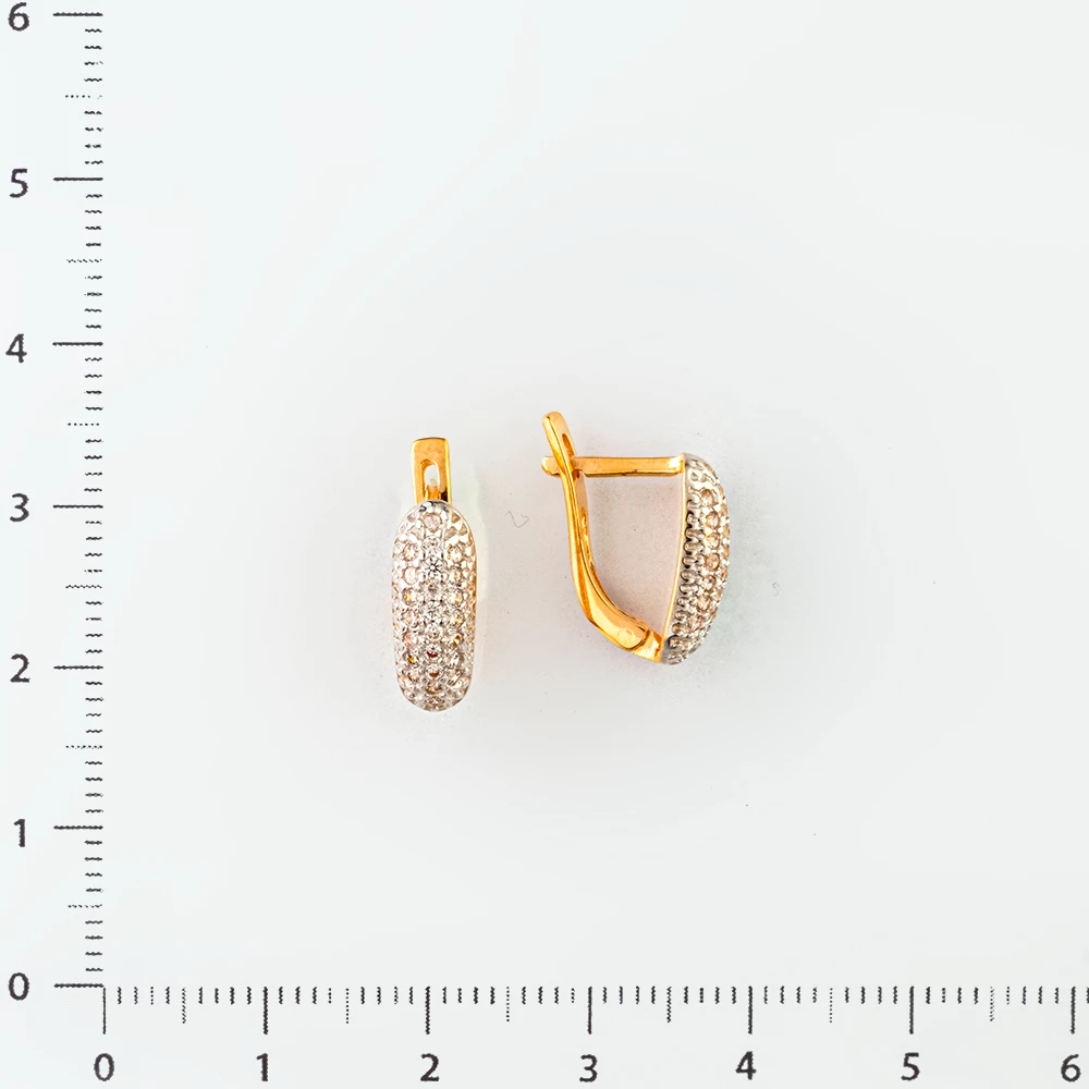 Серьги с фианитом из красного золота 585 пробы