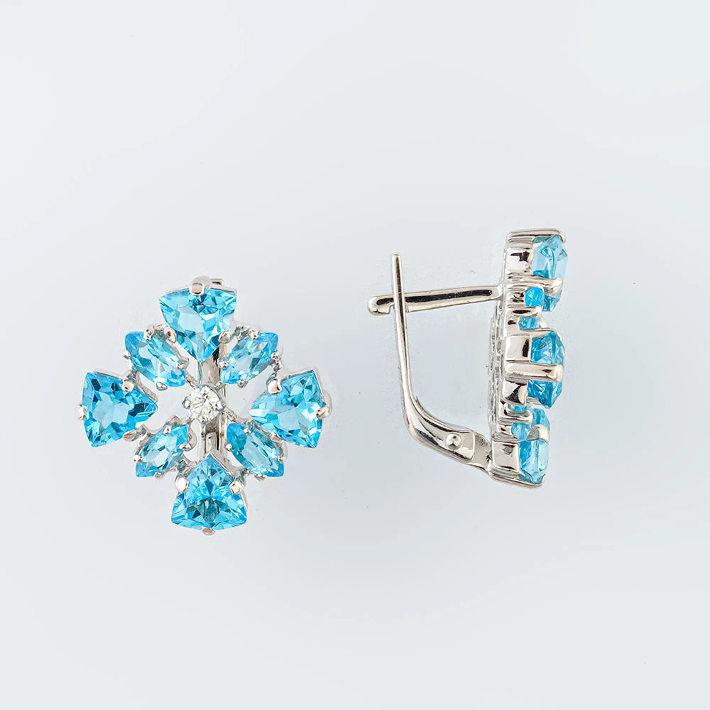 Серьги с топазом из белого золота 585 пробы