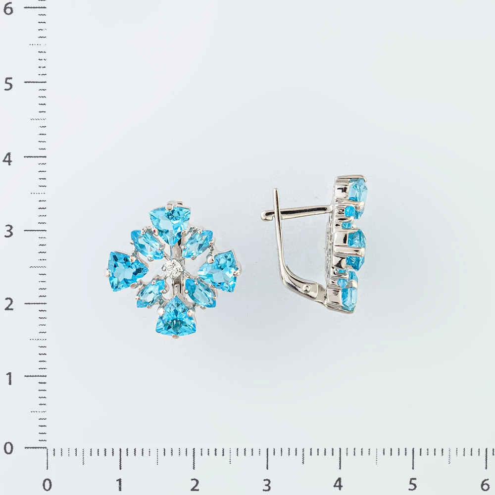 Серьги с топазом из белого золота 585 пробы