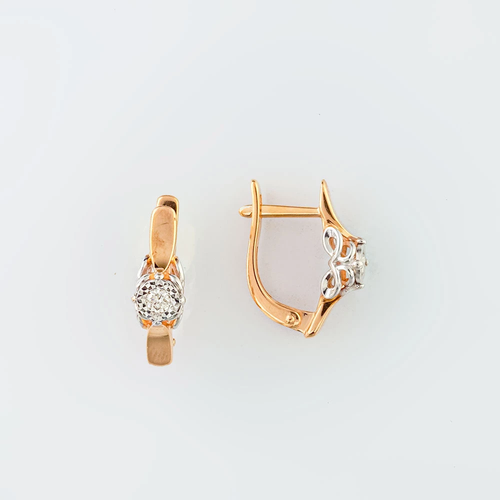 Серьги с бриллиантом из красного золота 585 пробы