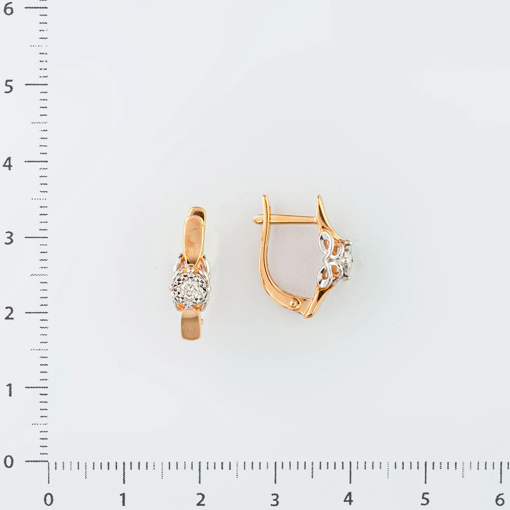 Серьги с бриллиантом из красного золота 585 пробы