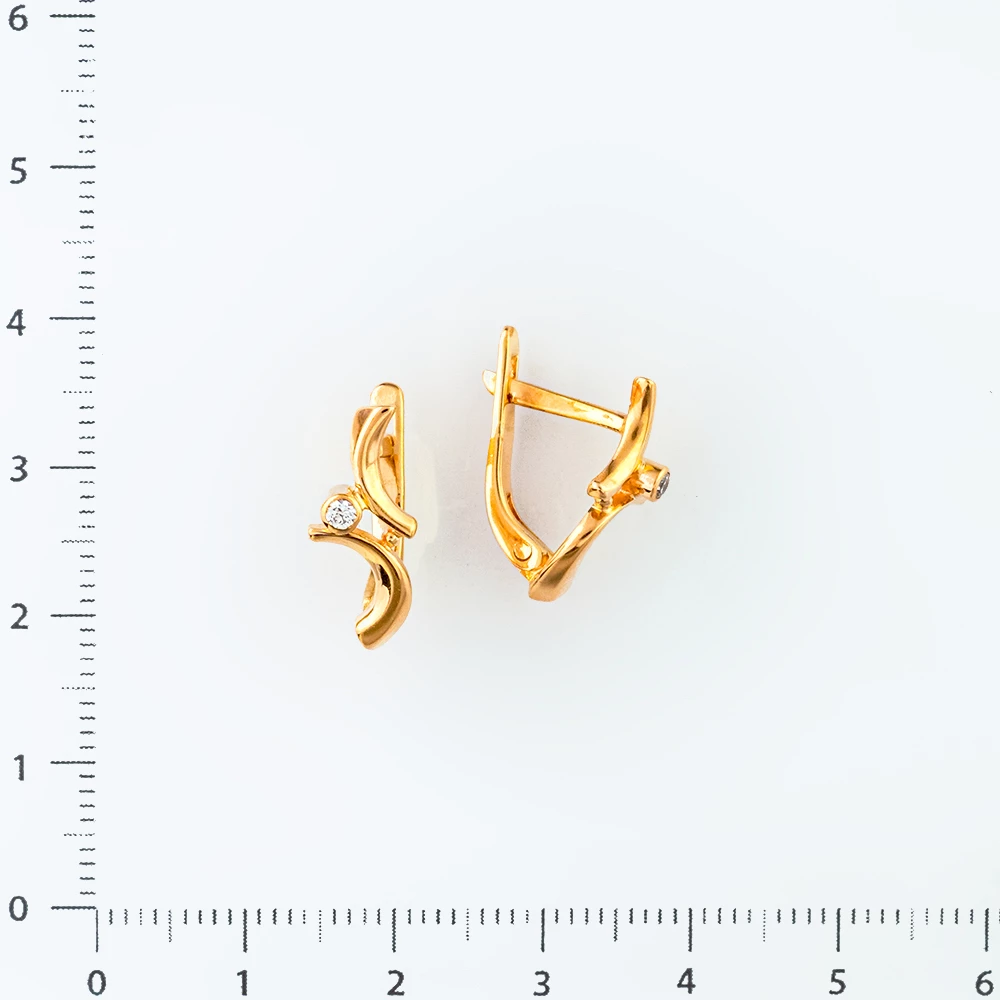 Серьги с фианитом из красного золота 585 пробы