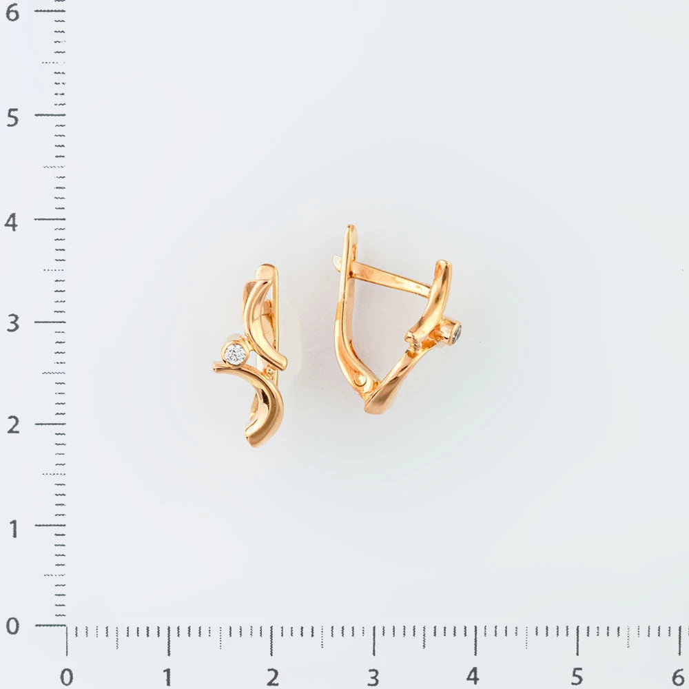 Серьги с фианитом из красного золота 585 пробы