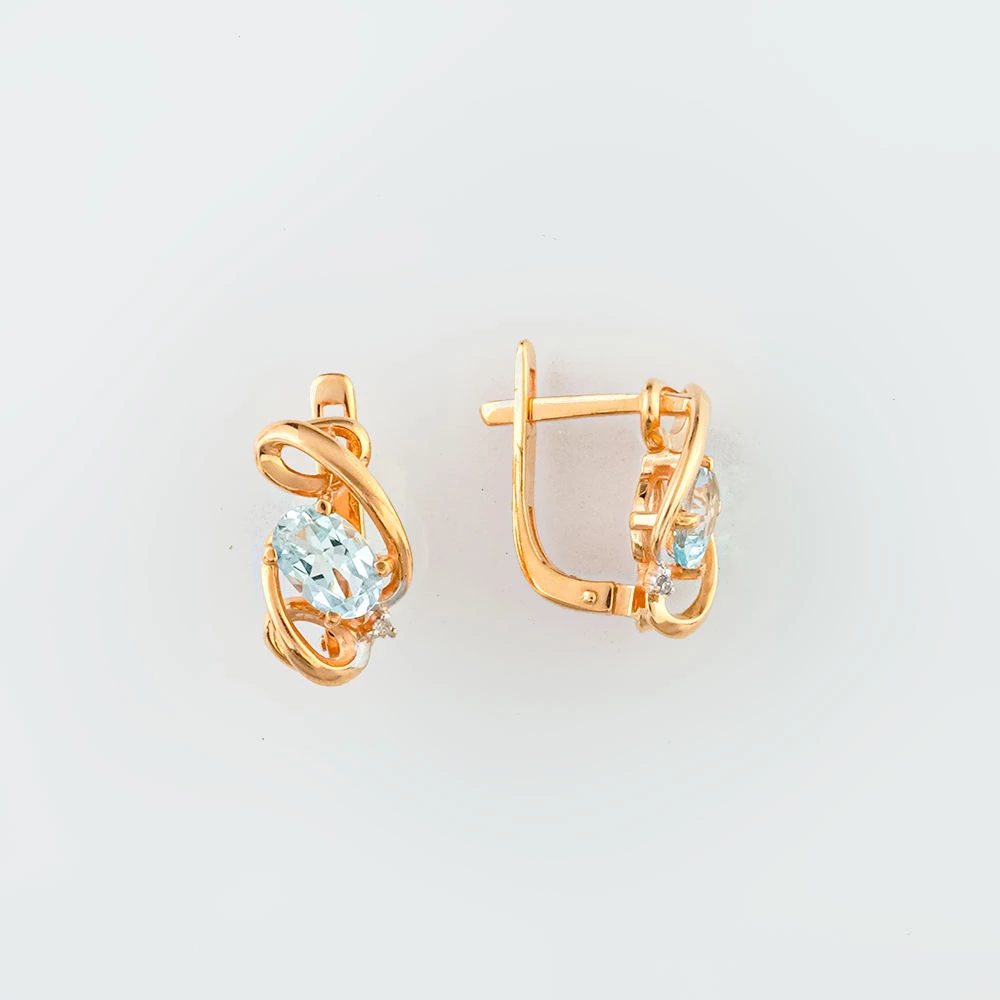 Серьги с топазом из красного золота 585 пробы