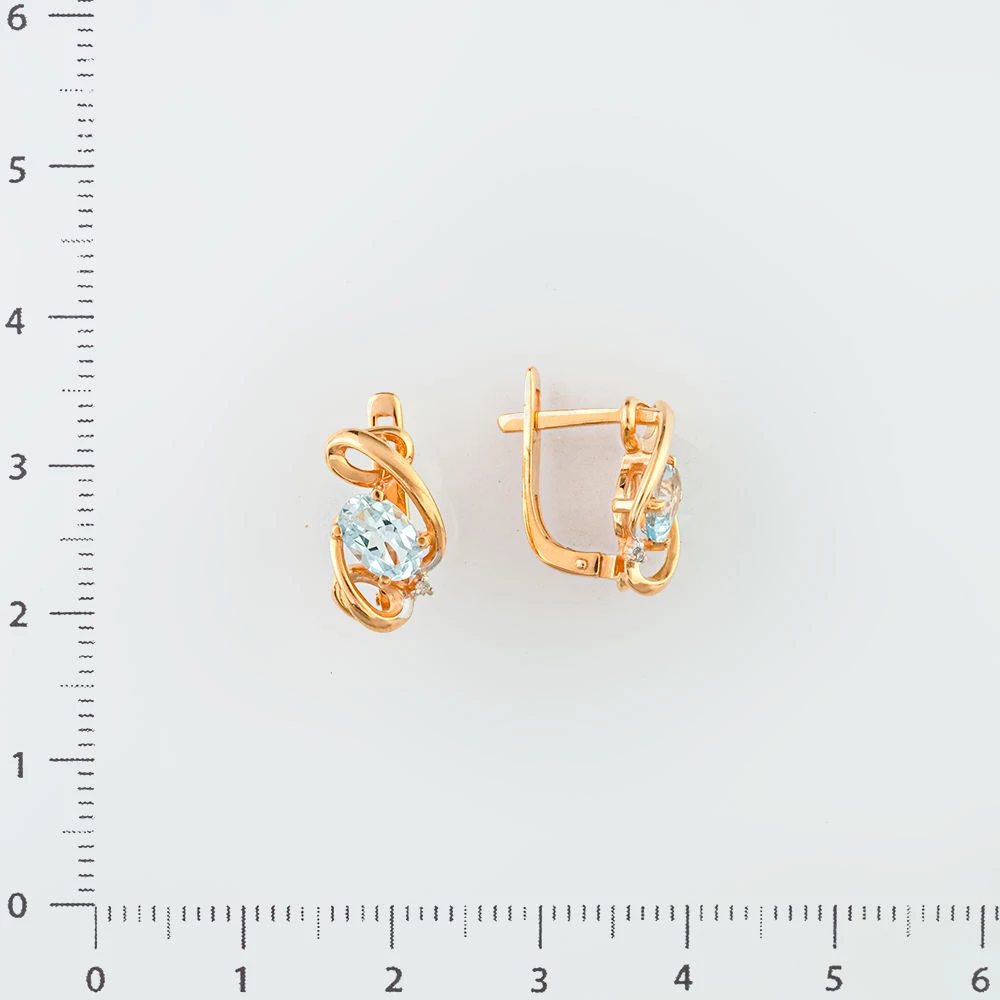 Серьги с топазом из красного золота 585 пробы
