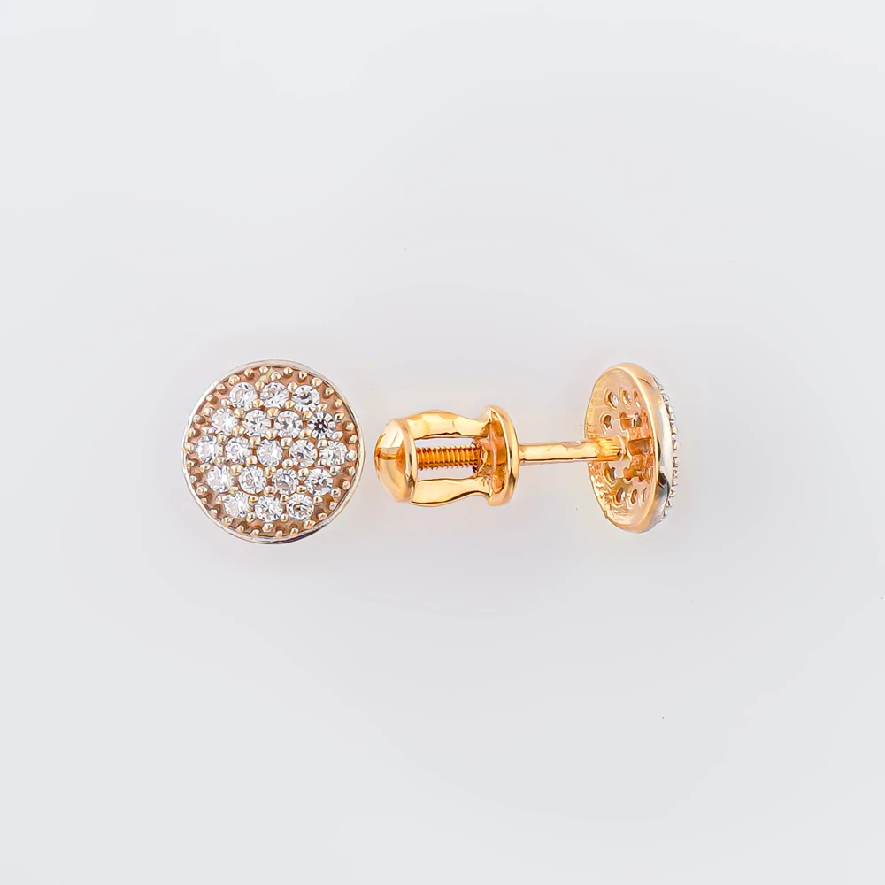 Серьги с фианитом из красного золота 585 пробы 1