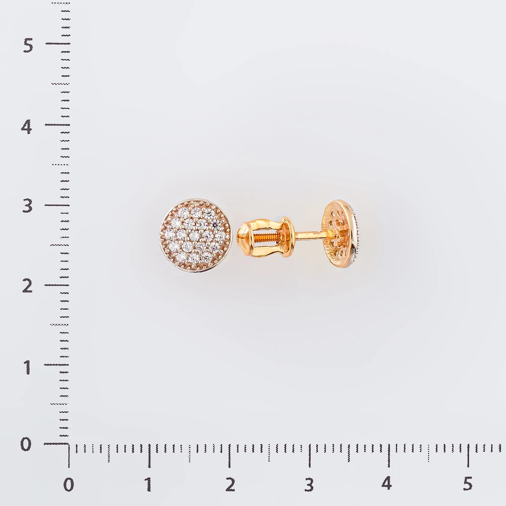 Серьги с фианитом из красного золота 585 пробы 2