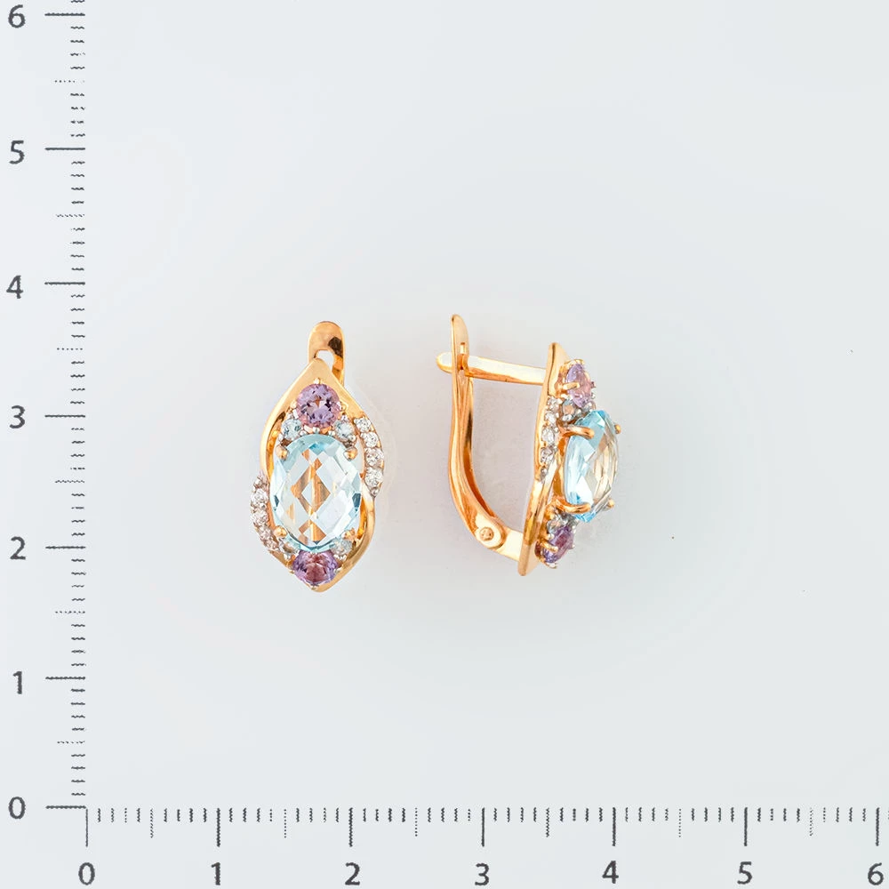 Серьги с топазом из красного золота 585 пробы