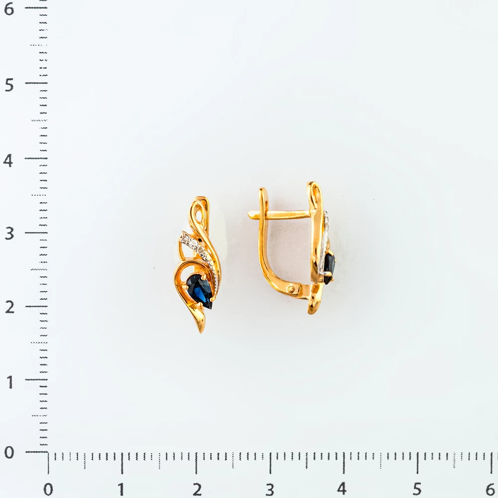 Серьги с сапфиром из красного золота 585 пробы