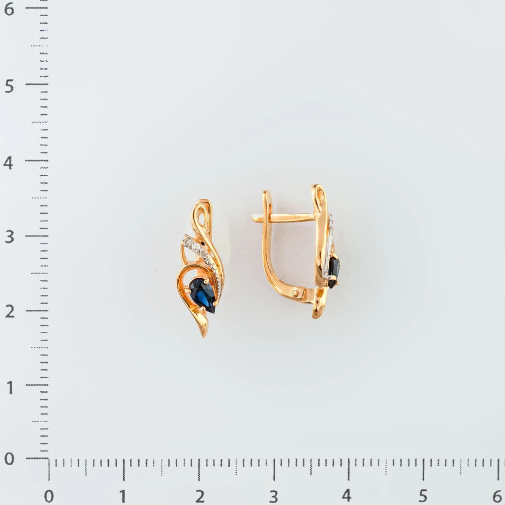 Серьги с сапфиром из красного золота 585 пробы