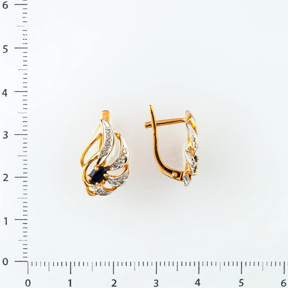 Серьги с сапфиром из красного золота 585 пробы