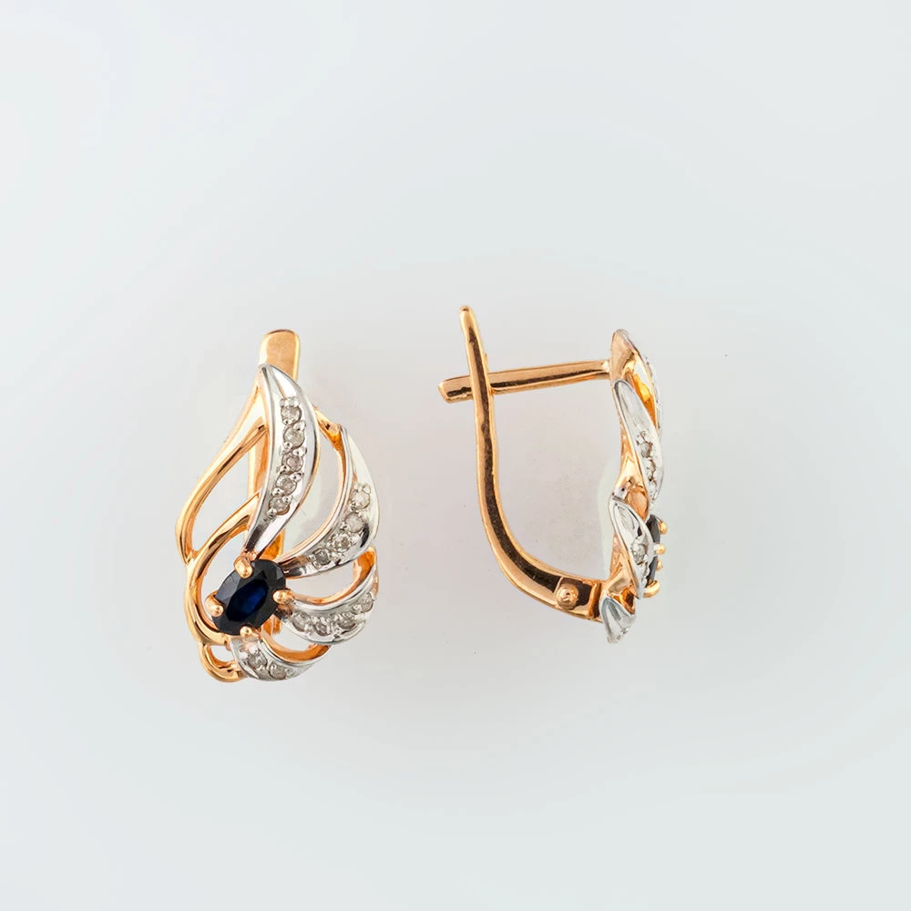 Серьги с сапфиром из красного золота 585 пробы