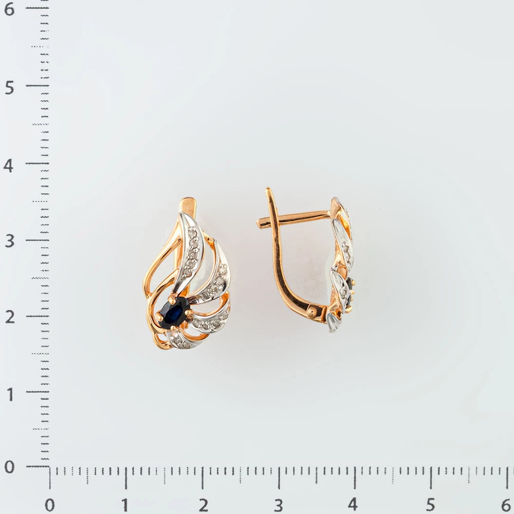 Серьги с сапфиром из красного золота 585 пробы