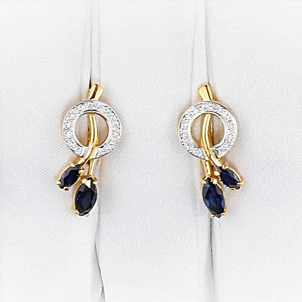 Серьги с сапфиром из красного золота 585 пробы