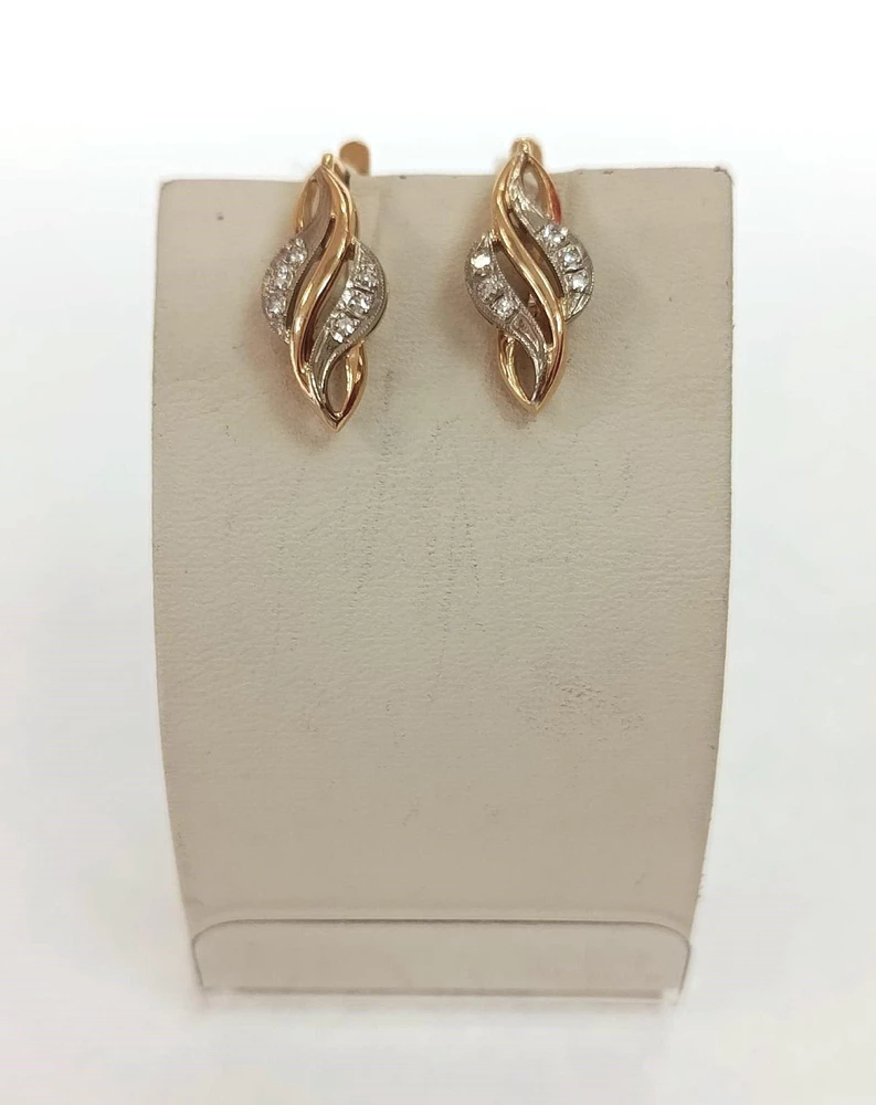 Серьги с бриллиантом из желтого золота 750 пробы