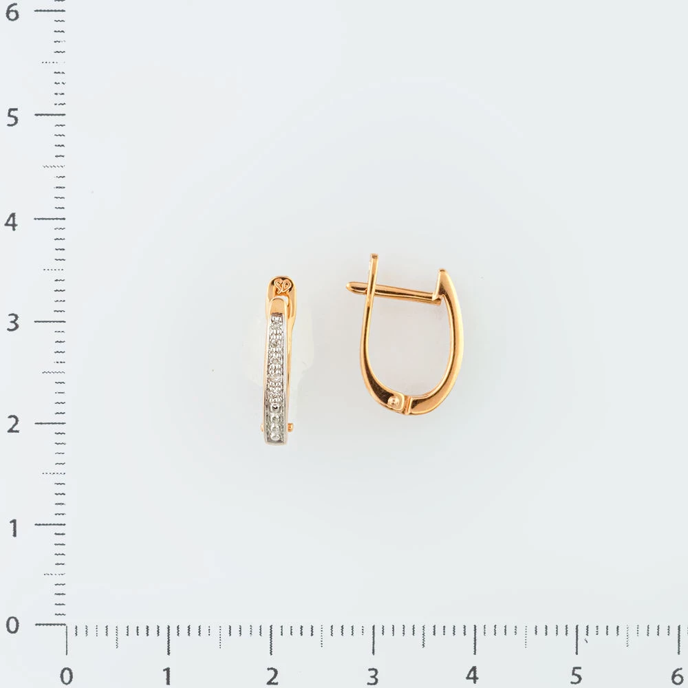Серьги с бриллиантом из красного золота 585 пробы