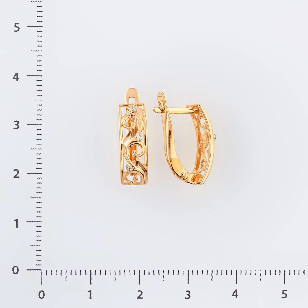 Серьги с бриллиантом из красного золота 585 пробы