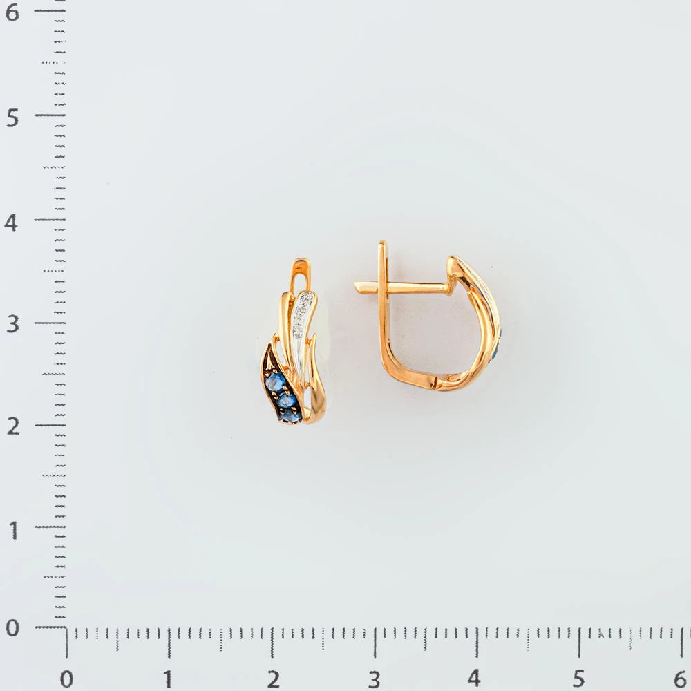 Серьги с сапфиром из красного золота 585 пробы