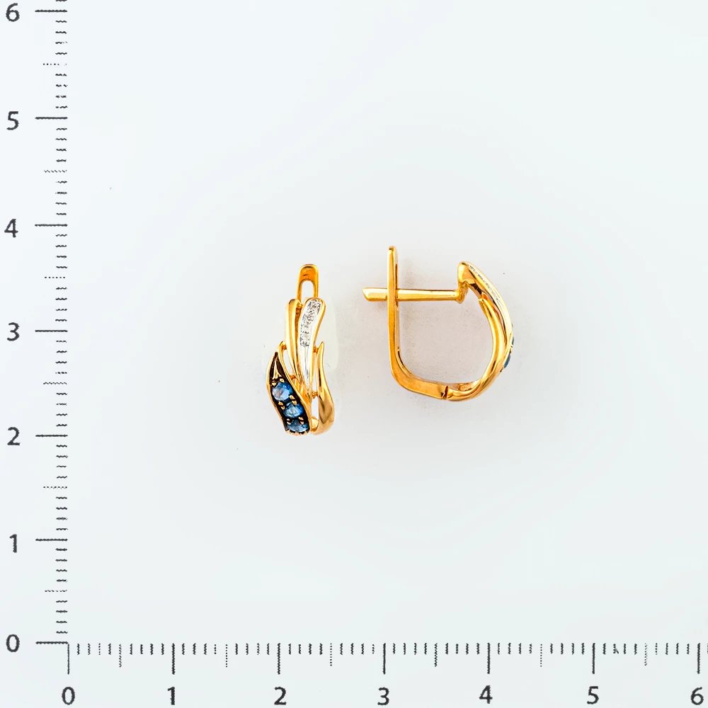 Серьги с сапфиром из красного золота 585 пробы