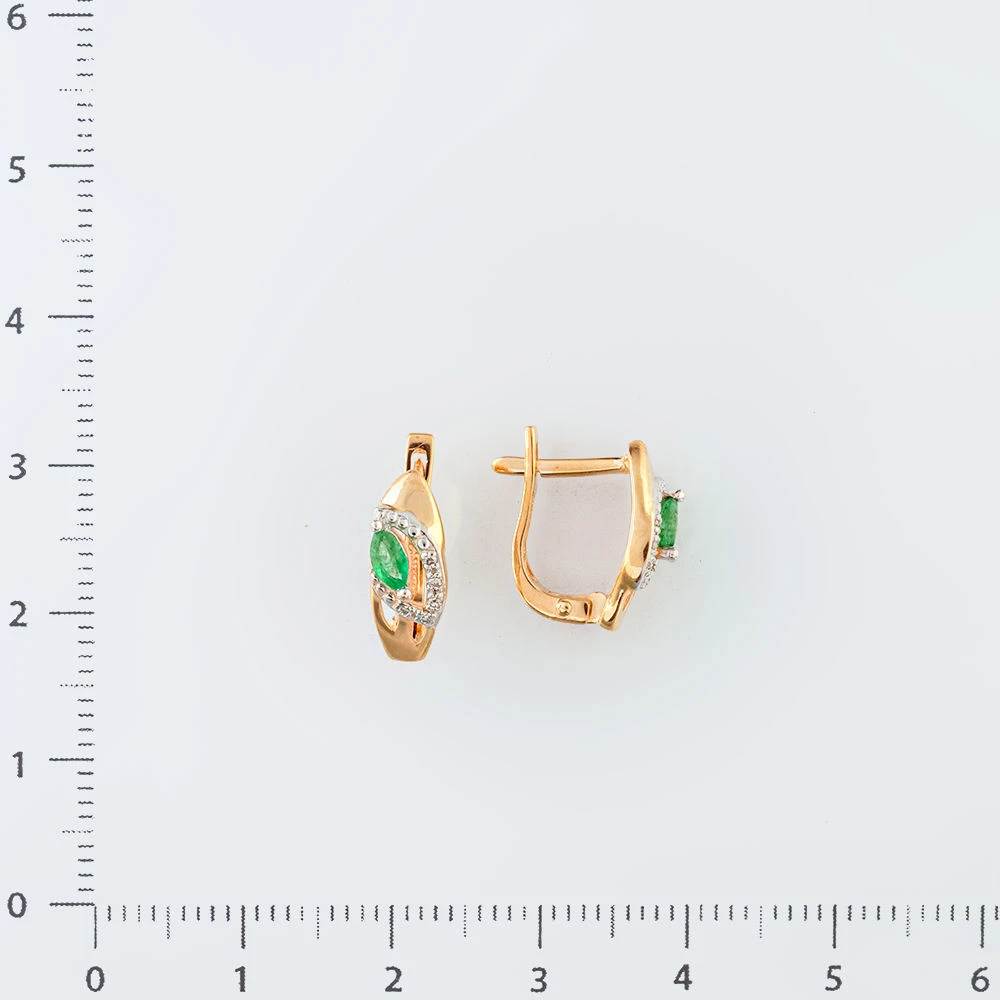 Серьги с изумрудом из красного золота 585 пробы