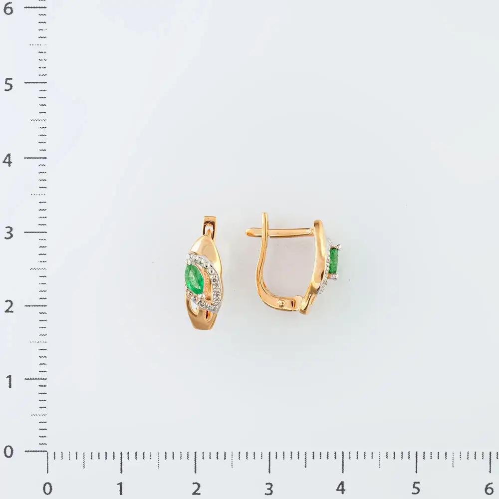 Серьги с изумрудом из красного золота 585 пробы 2