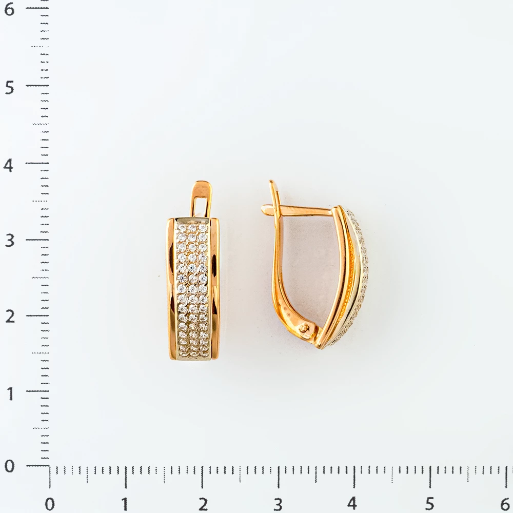 Серьги с фианитом из красного золота 585 пробы