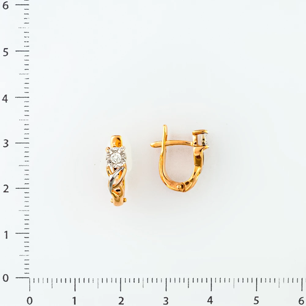 Серьги с бриллиантом из красного золота 585 пробы