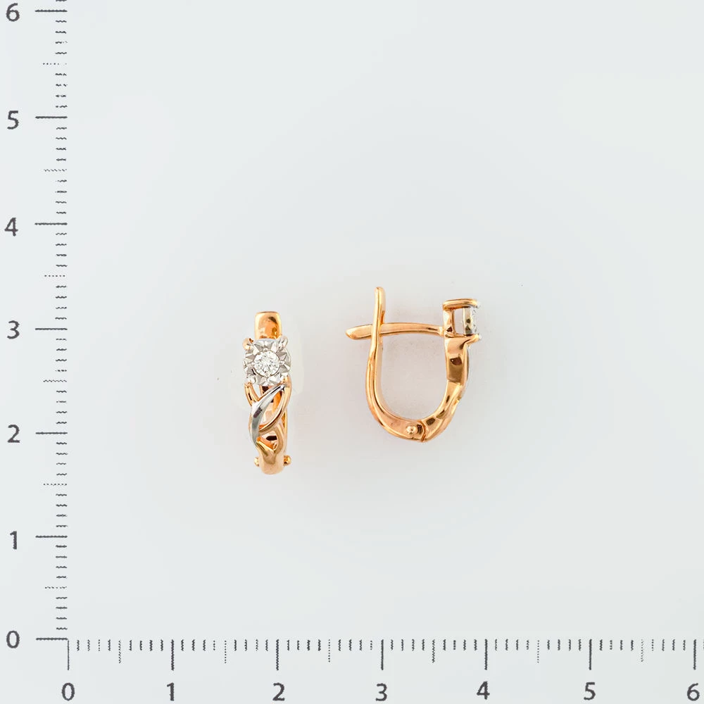Серьги с бриллиантом из красного золота 585 пробы