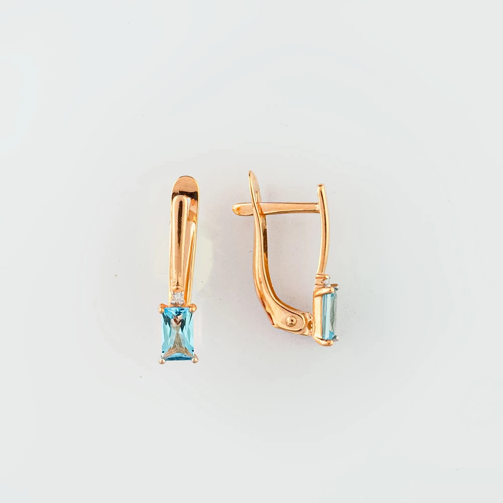 Серьги с топазом из красного золота 585 пробы