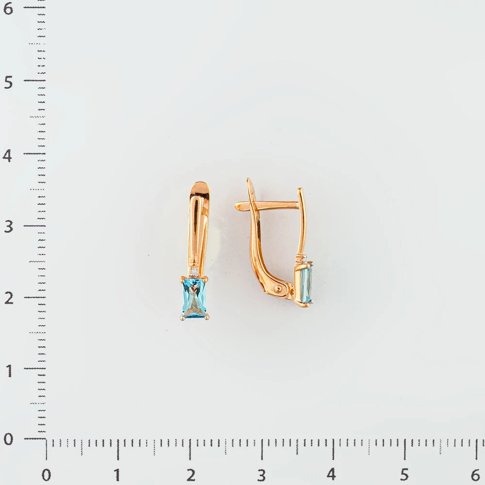 Серьги с топазом из красного золота 585 пробы