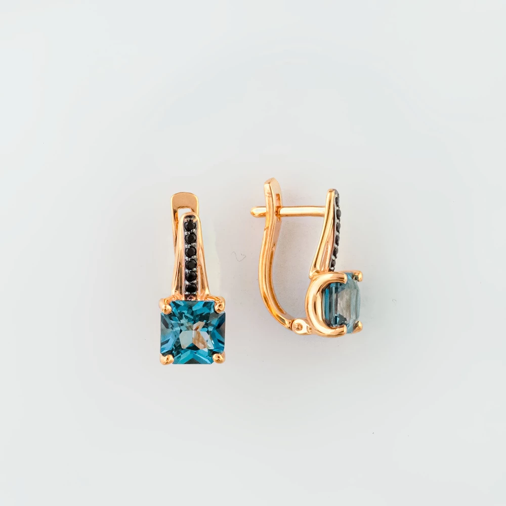 Серьги с топазом лондон из красного золота 585 пробы