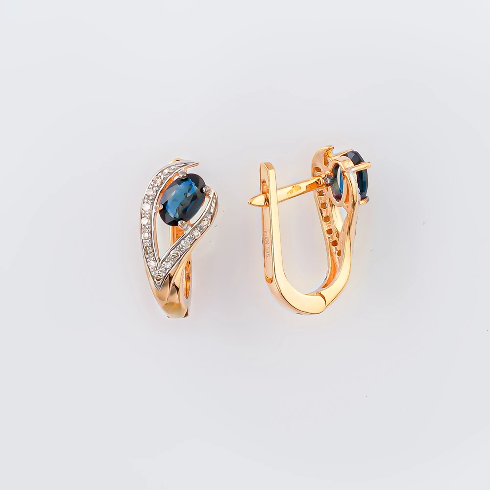 Серьги с сапфиром из красного золота 585 пробы