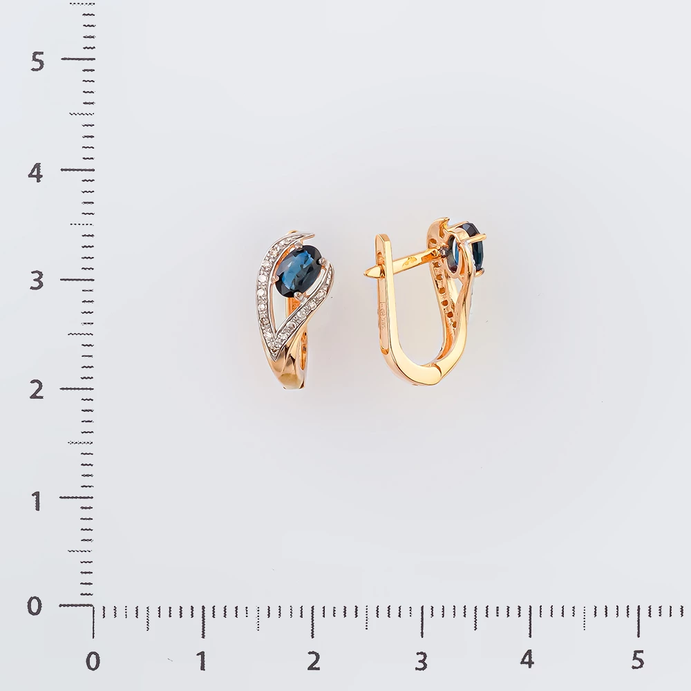 Серьги с сапфиром из красного золота 585 пробы