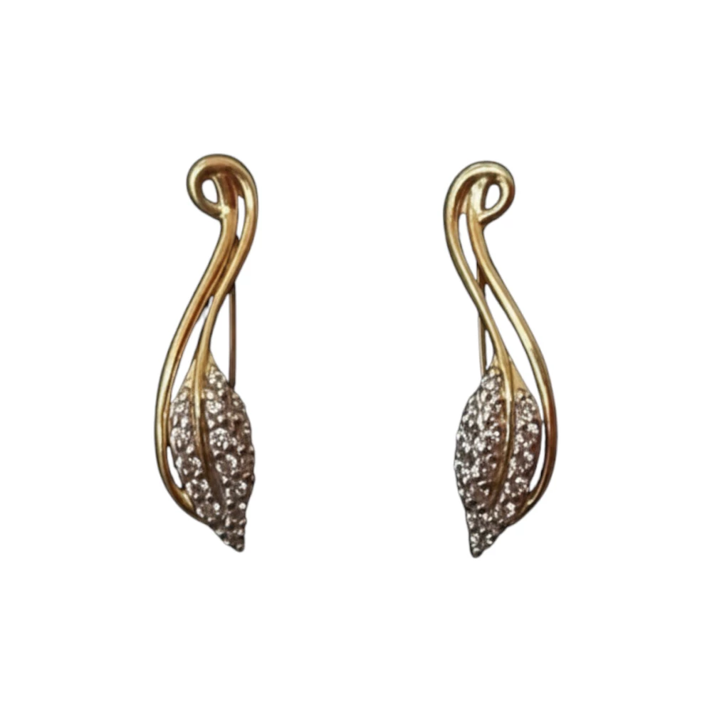 Серьги с фианитом из красного золота 585 пробы